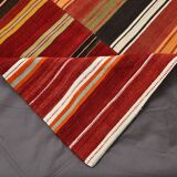 Red & Green Striped Pattern Turkish Kilim Rug, 270x383Cm