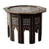 Large Ottoman pedestal table in ebony and mother-of-pearl, 19th century