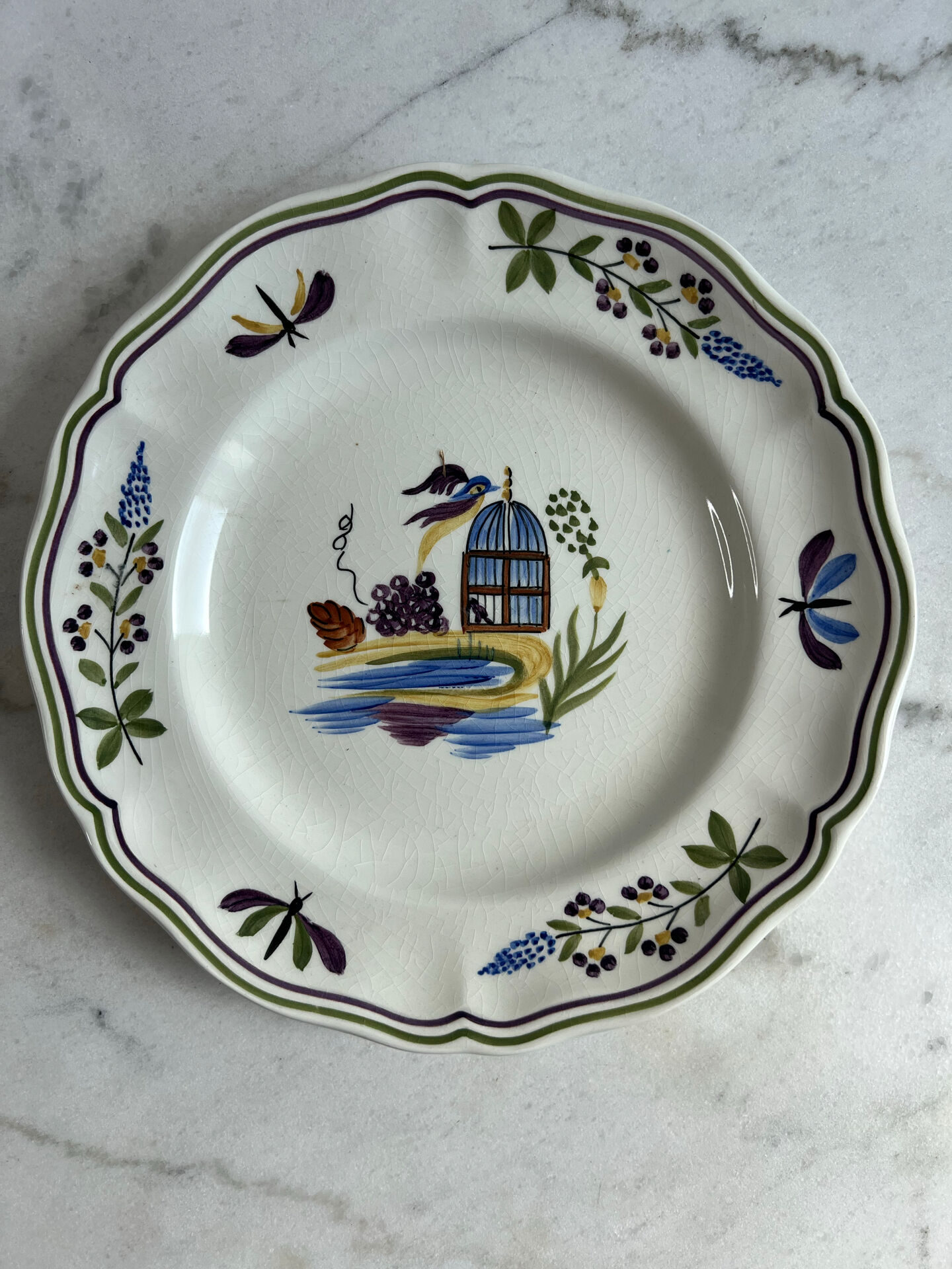Longchamp hand-painted. Set of 2 flat plates.