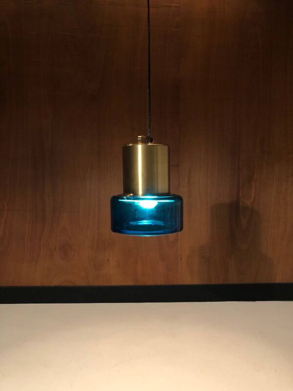 Suspension laiton et verre par Hans Agne Jakobsson 1970