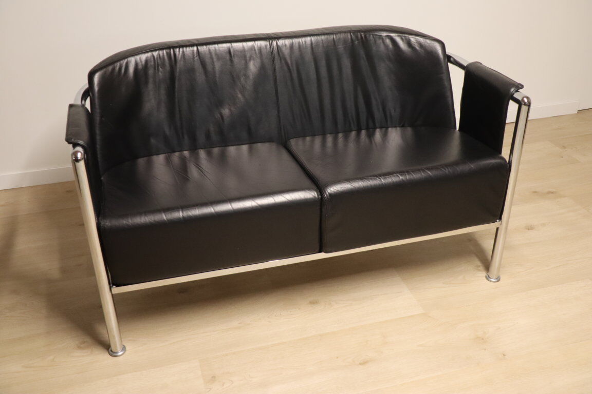 Vintage sofa in synthetic leather and chrome metal, 1970s
