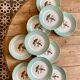 Set of 10 vintage flat plates with bird drawings