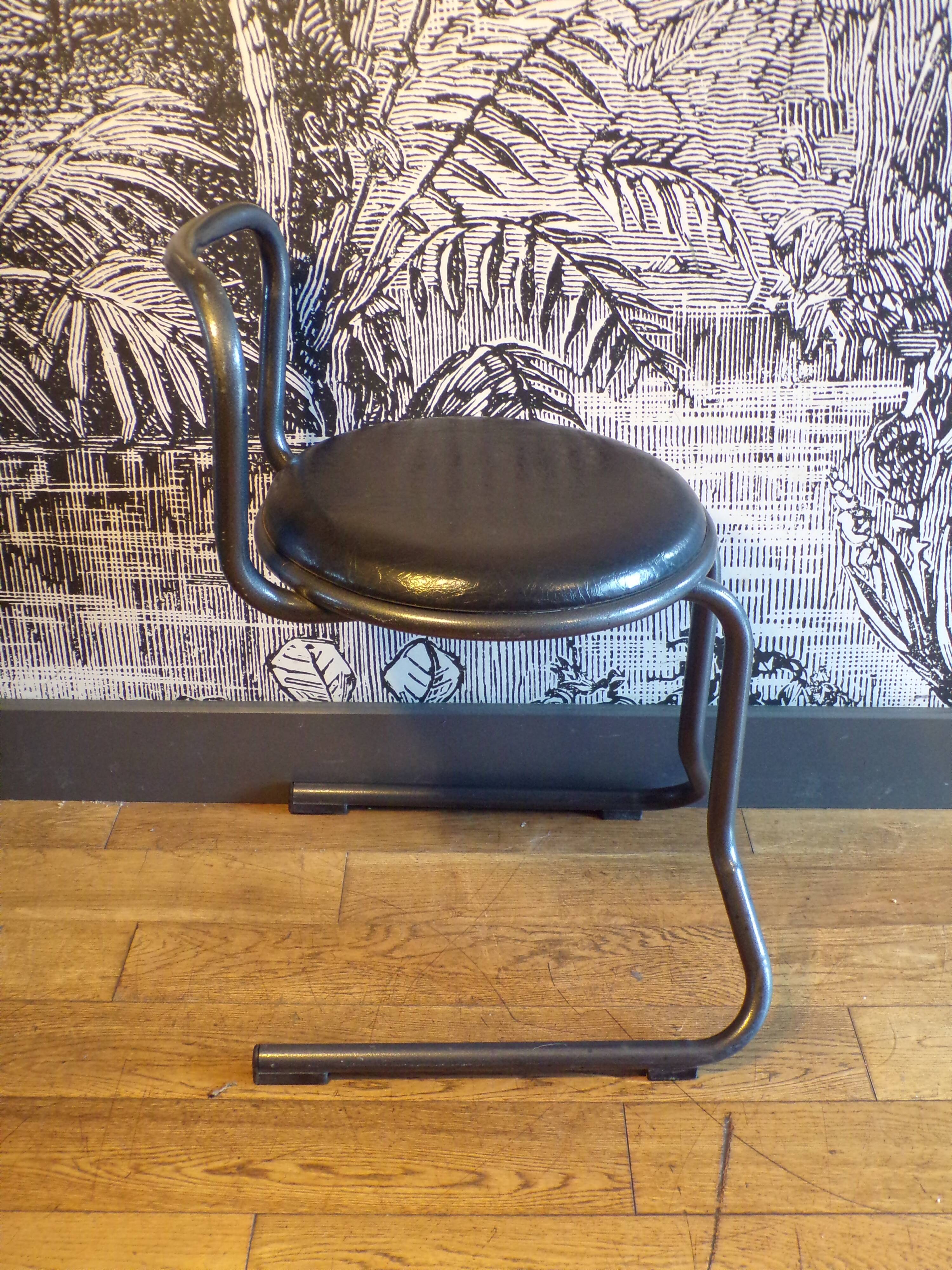 1980 steel and leatherette stool