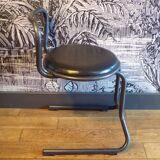 1980 steel and leatherette stool