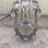 Vintage 1970s Crystal Molded Flower Vase