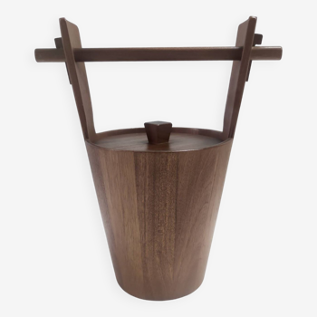 Postmodern Ebonized Beech Ice Bucket by Anri Form, Italy