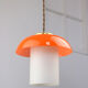 Mid-century orange glass & brass mushroom pendant lamp