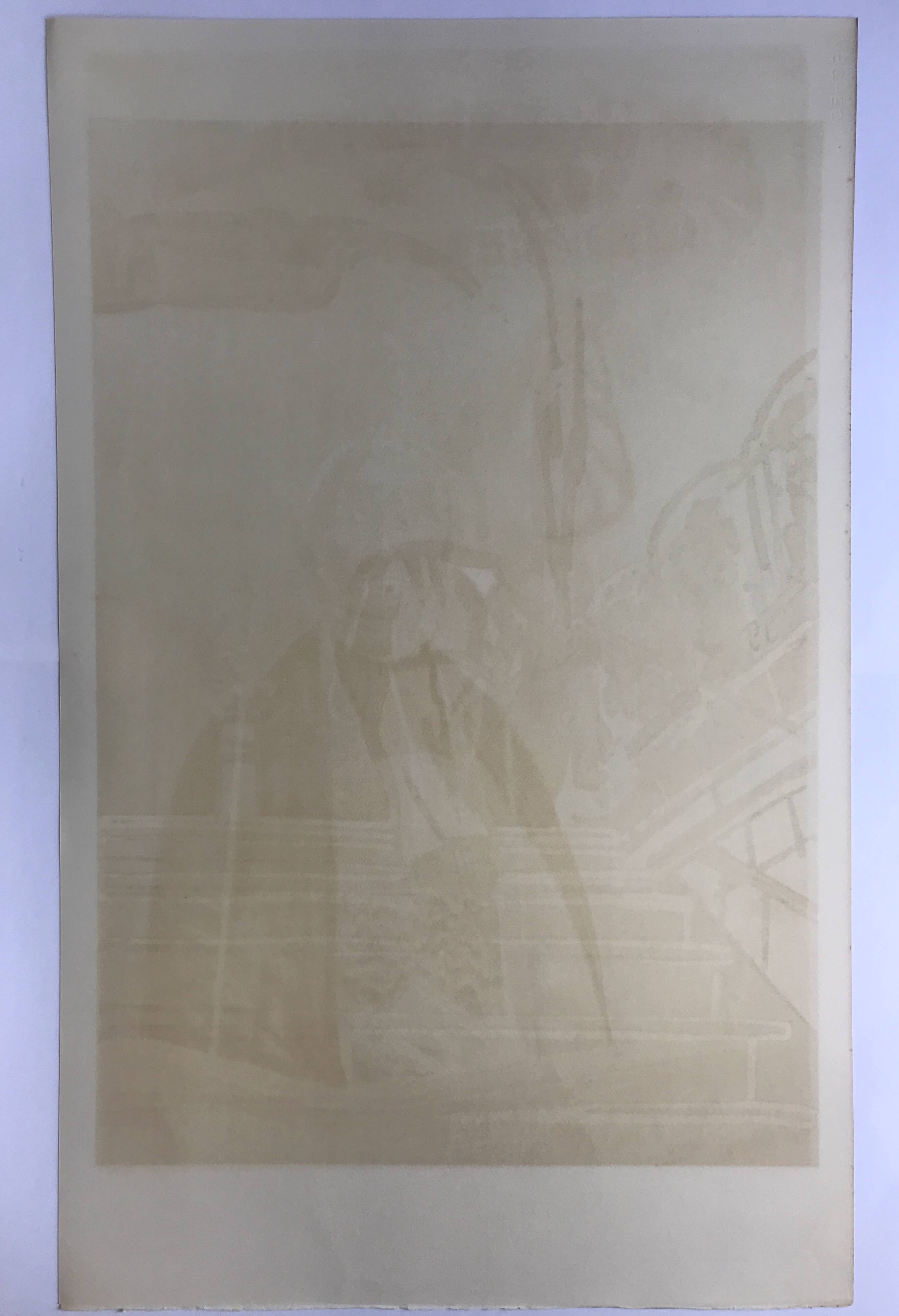 Antonio recalcati, untitled, 1974. original screenprint signed in pencil