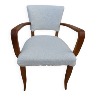 Chic Art Deco bridge chair from the 1950s, fully restored and hand-stitched