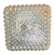 Square Ceiling Light Fixture, Vintage Moulded Glass + White Metal Support #