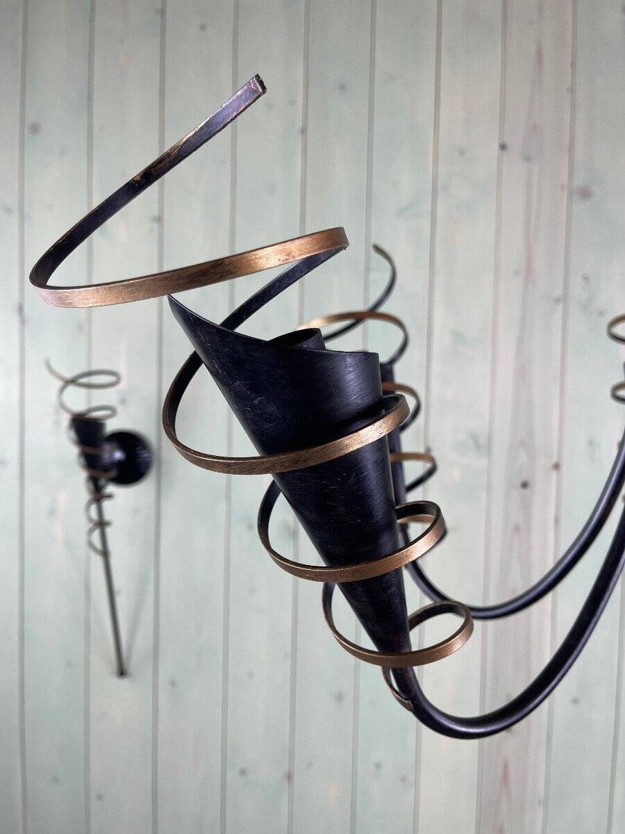 Vintage Chandelier and Pair of Wall Lights