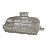 Clear glass butter dish, vintage Art Deco, 1940s Italy - timeless tableware