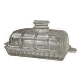 Clear glass butter dish, vintage Art Deco, 1940s Italy - timeless tableware