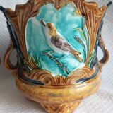 Pair of antique cache-pots in majolica – Art Nouveau 19th century