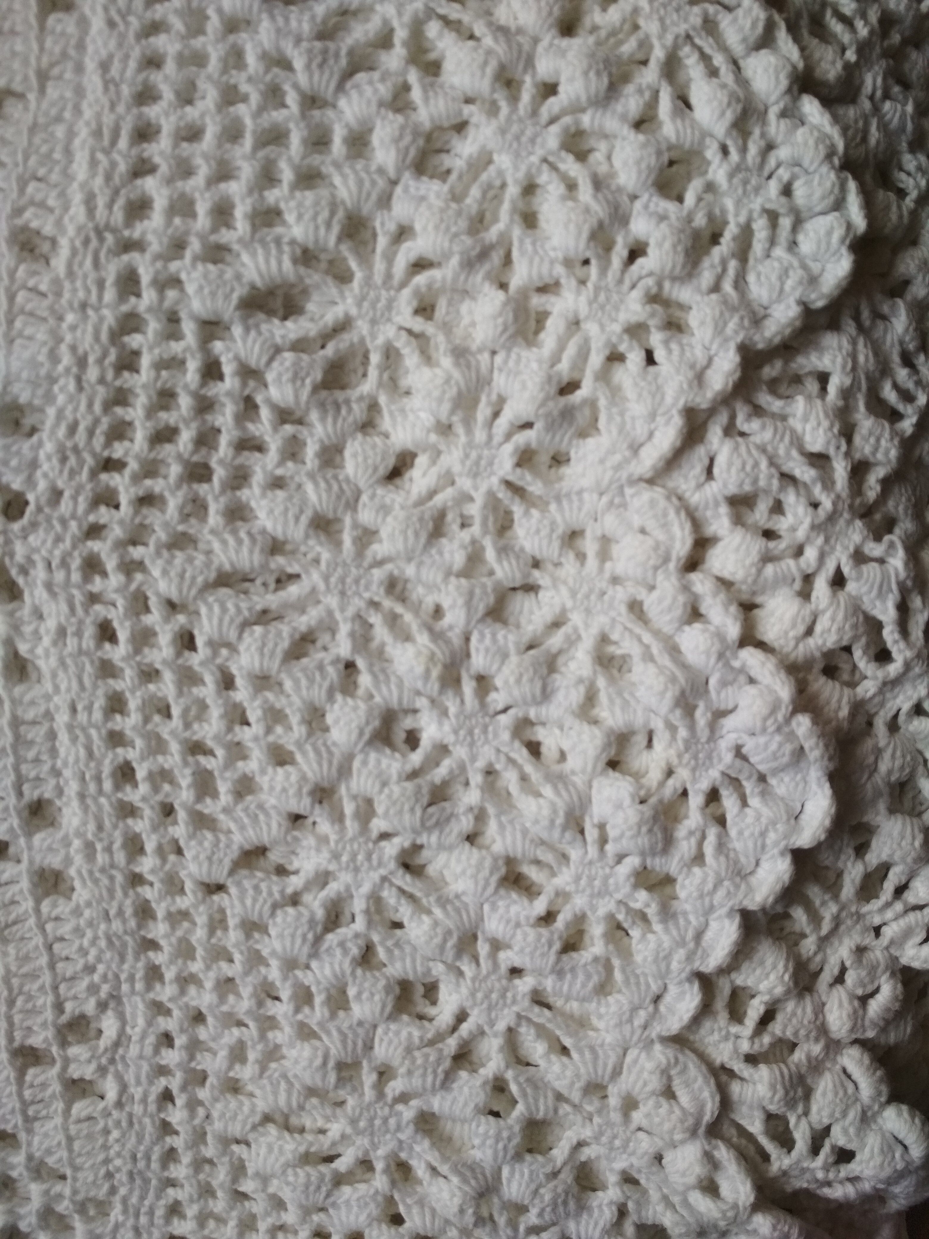 Dessus de lit en coton blanc écru jeté de lit en crochet