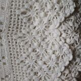Ecru white cotton bedspread, crocheted bed throw