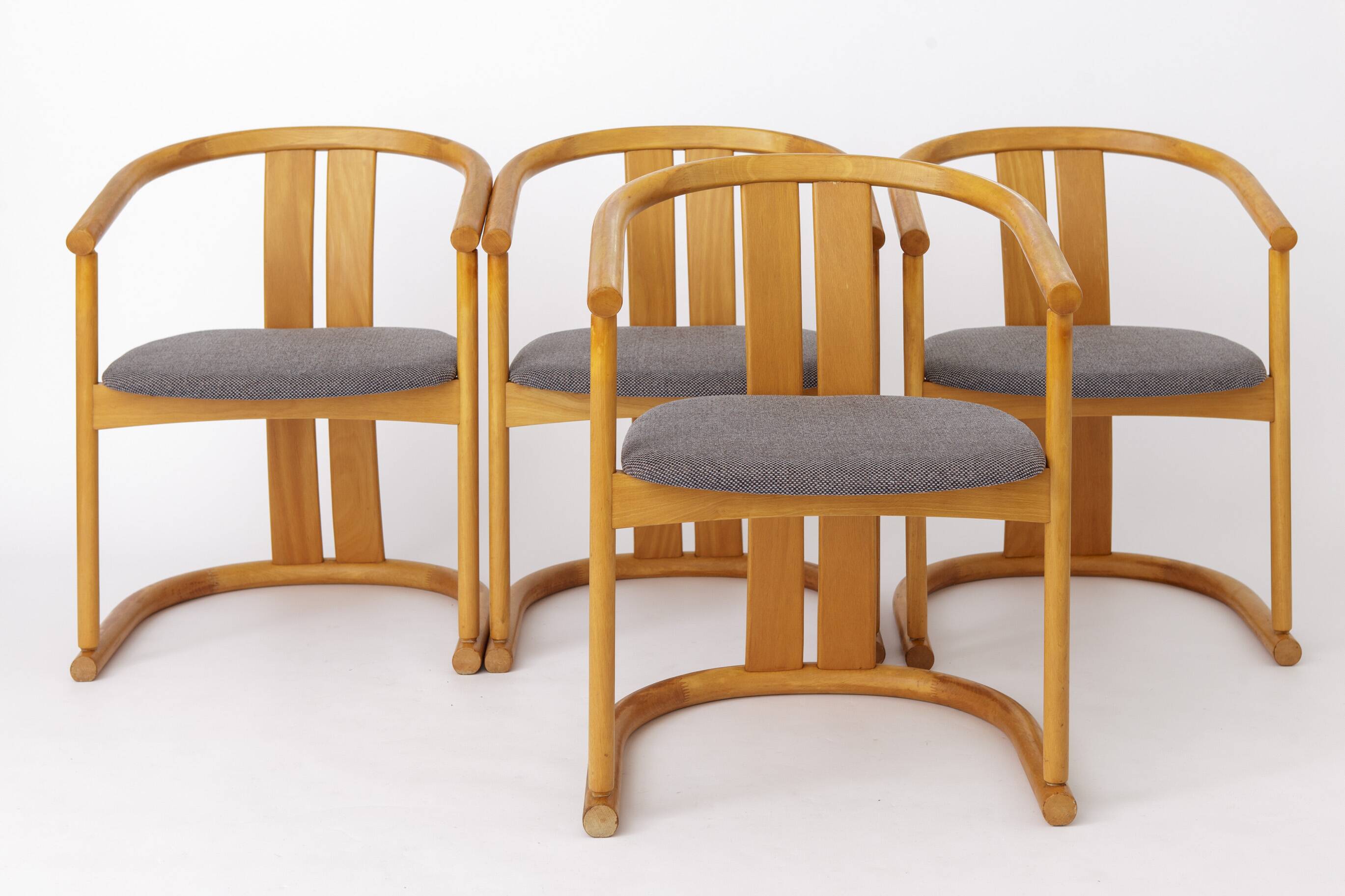 Set of 4 Casala Dining Chairs Beech Wood Germany 1970s Mid Century Modern