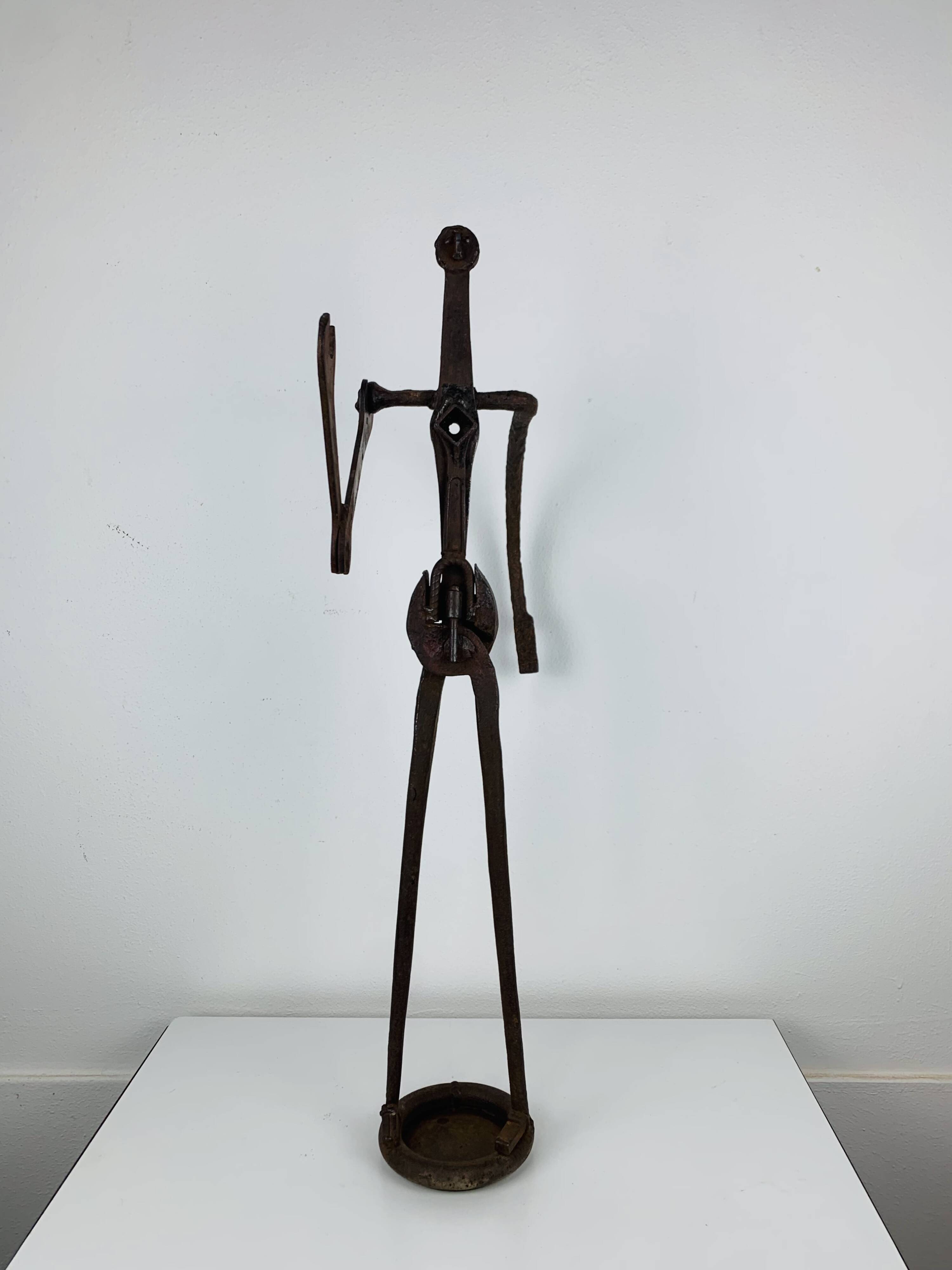 Brutalist sculpture in wrought iron, folk art