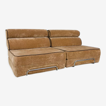 Canapé-lit design en velours vintage à deux places