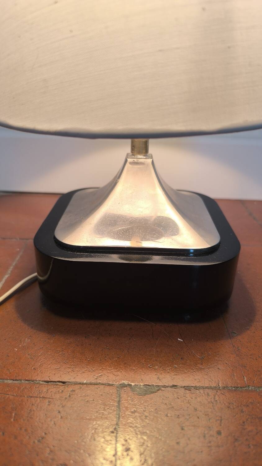 Silver-plated metal table lamp by Jean Curti, 1970