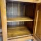 Vintage wooden desk with 1 drawer and 1 door.