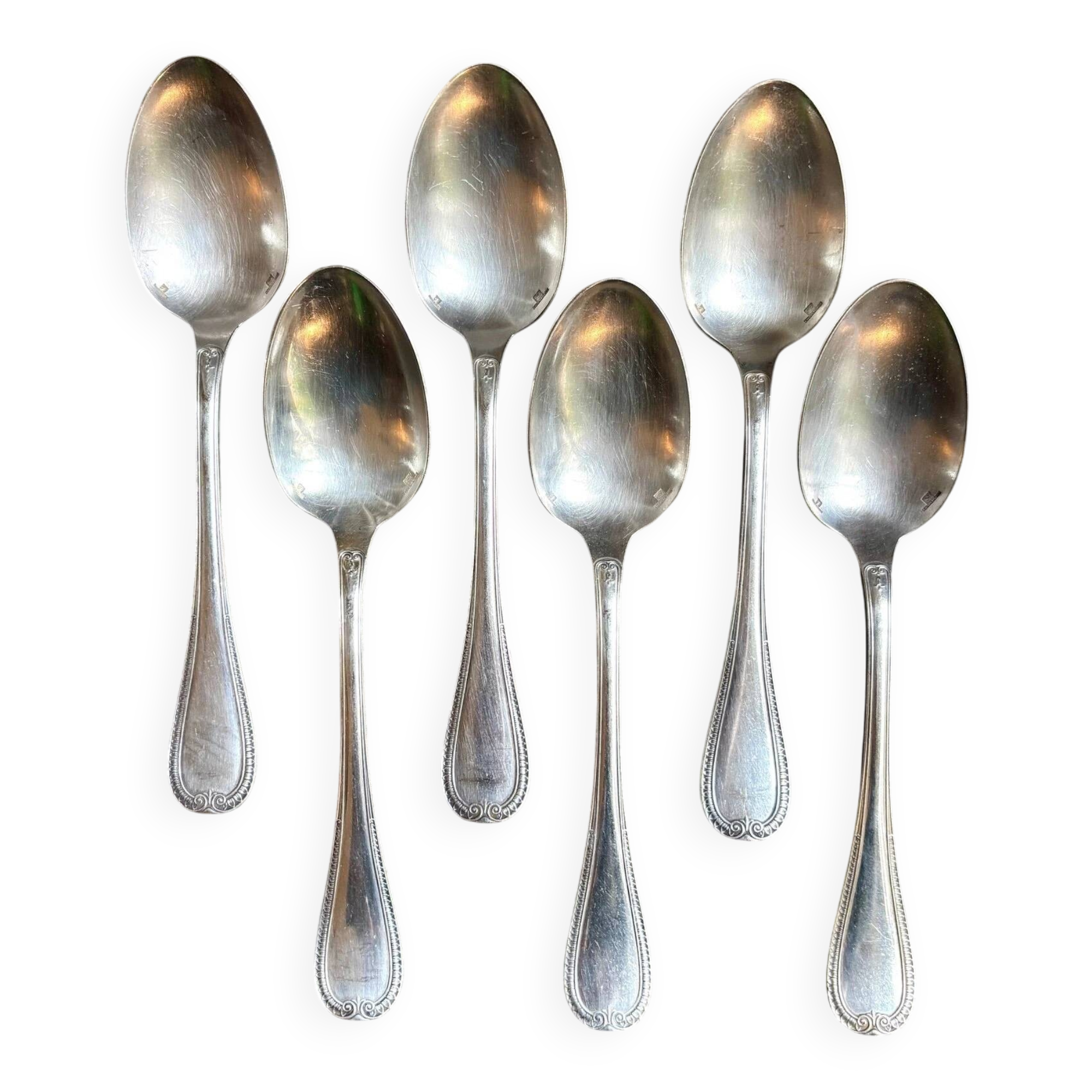 6 Christofle silver-plated tablespoons, "Malmaison" service.