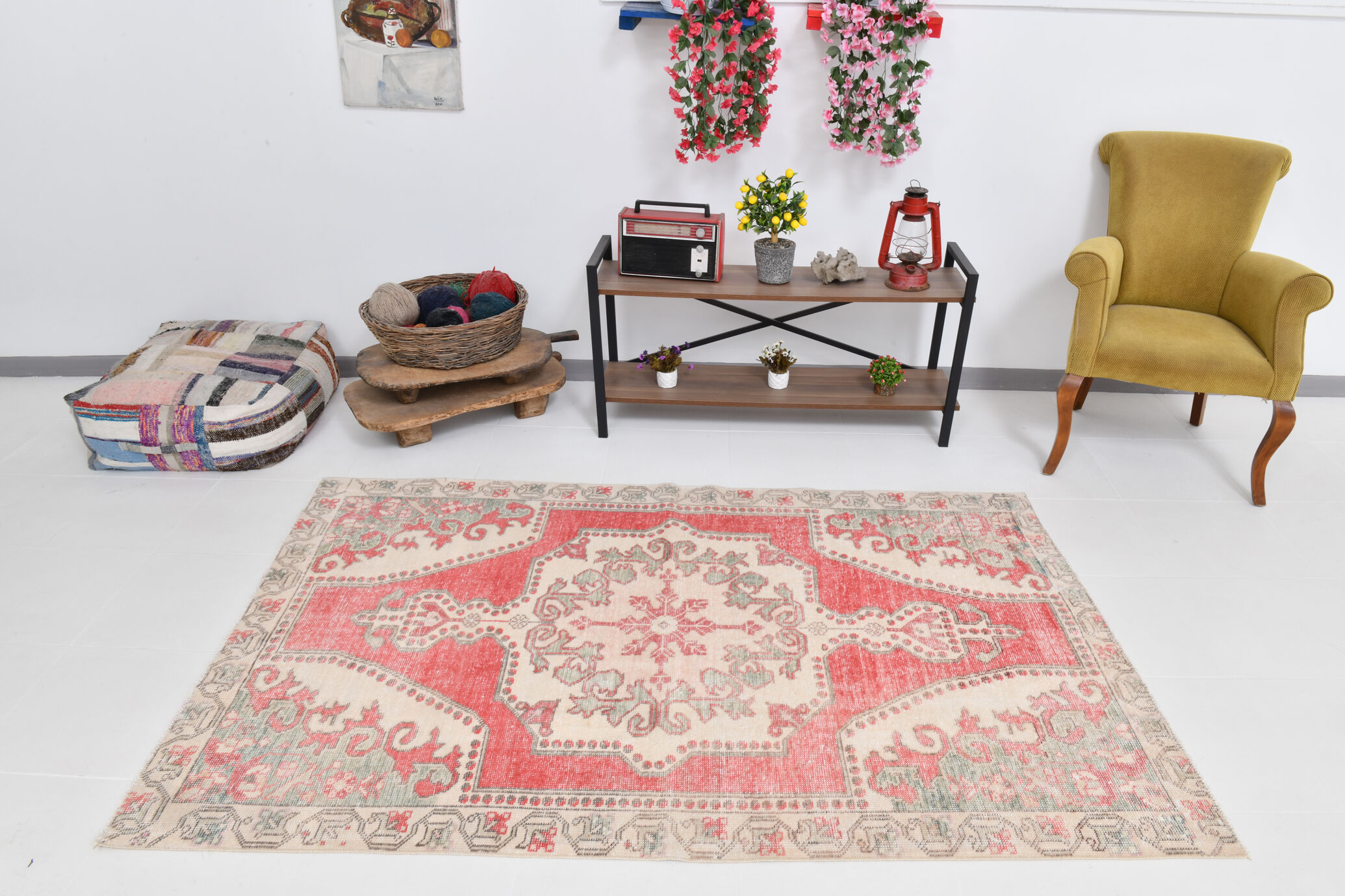 4x7 anatolian handmade vintage rug 215x138cm