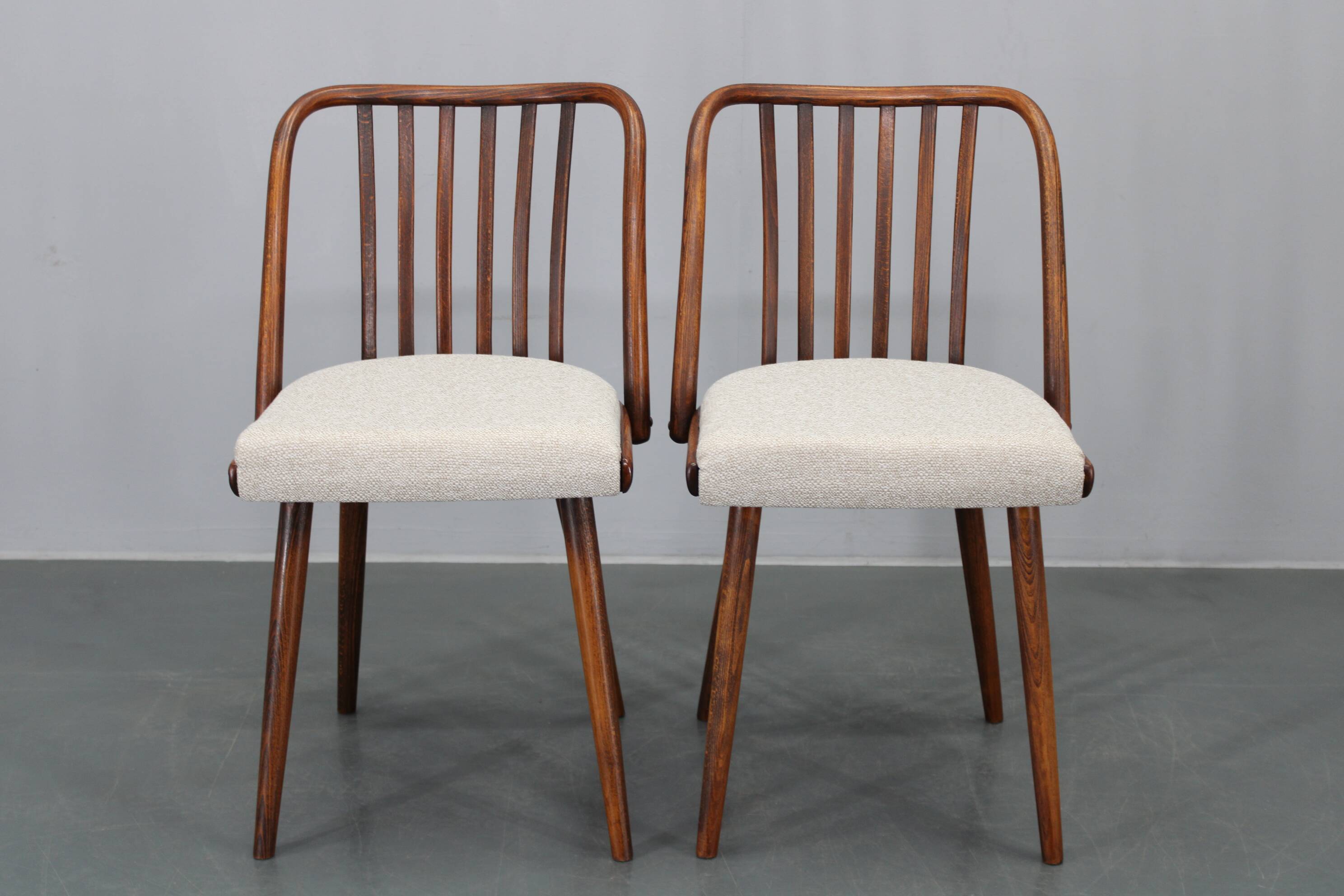 1960s Antonin Suman Set of Six Beech Dining Chairs, Restored
