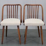 1960s Antonin Suman Set of Six Beech Dining Chairs, Restored