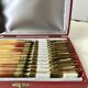 set of 12 horn dessert forks from the 50s
