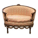 Small Sofa / Marquise From the Napoleon III Period in Waxed Wood in Louis XVI Style