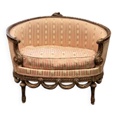 Small Sofa / Marquise From the Napoleon III Period in Waxed Wood in Louis XVI Style