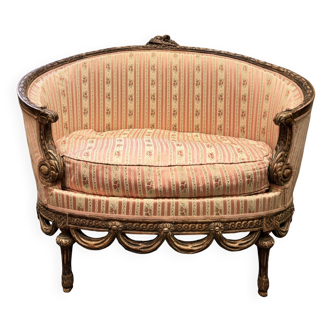 Canapé, marquise d’époque Napoléon III en bois ciré de style Louis XVI