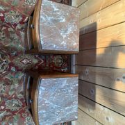 Pair of bedside tables – Art Deco period – Solid oak and marble