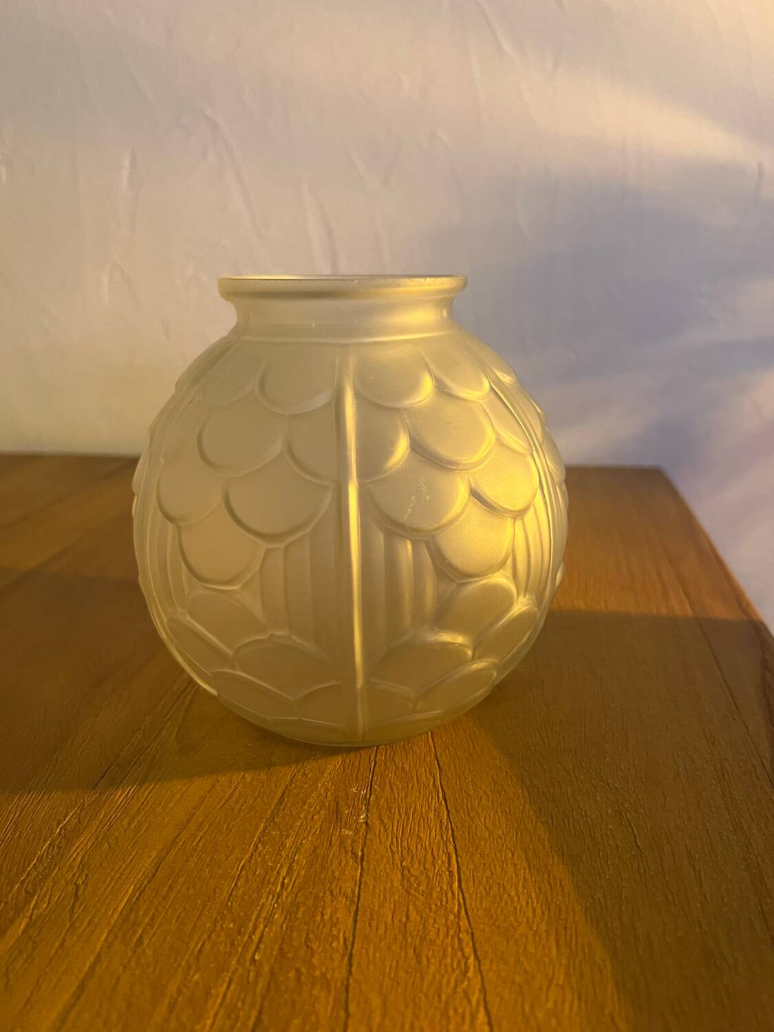 Art Deco style ball vase in frosted glass made in France