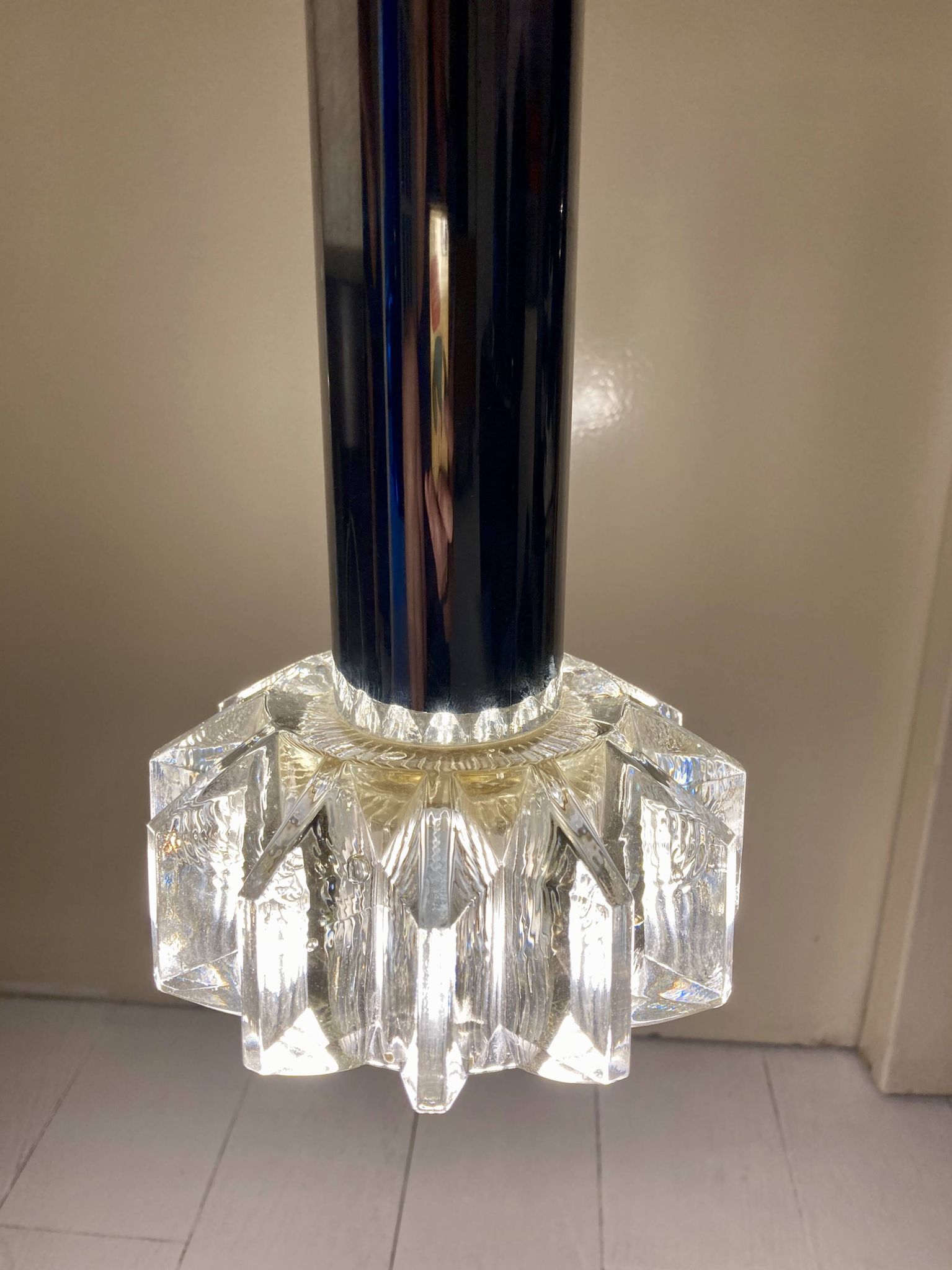 Pair of glass pendant lamps, Boréns Borås, 60/70s.