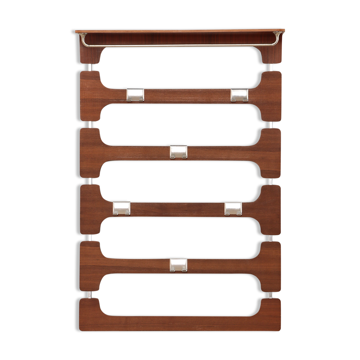 Vintage Wooden wall coat rack with hat shelf, 1960s