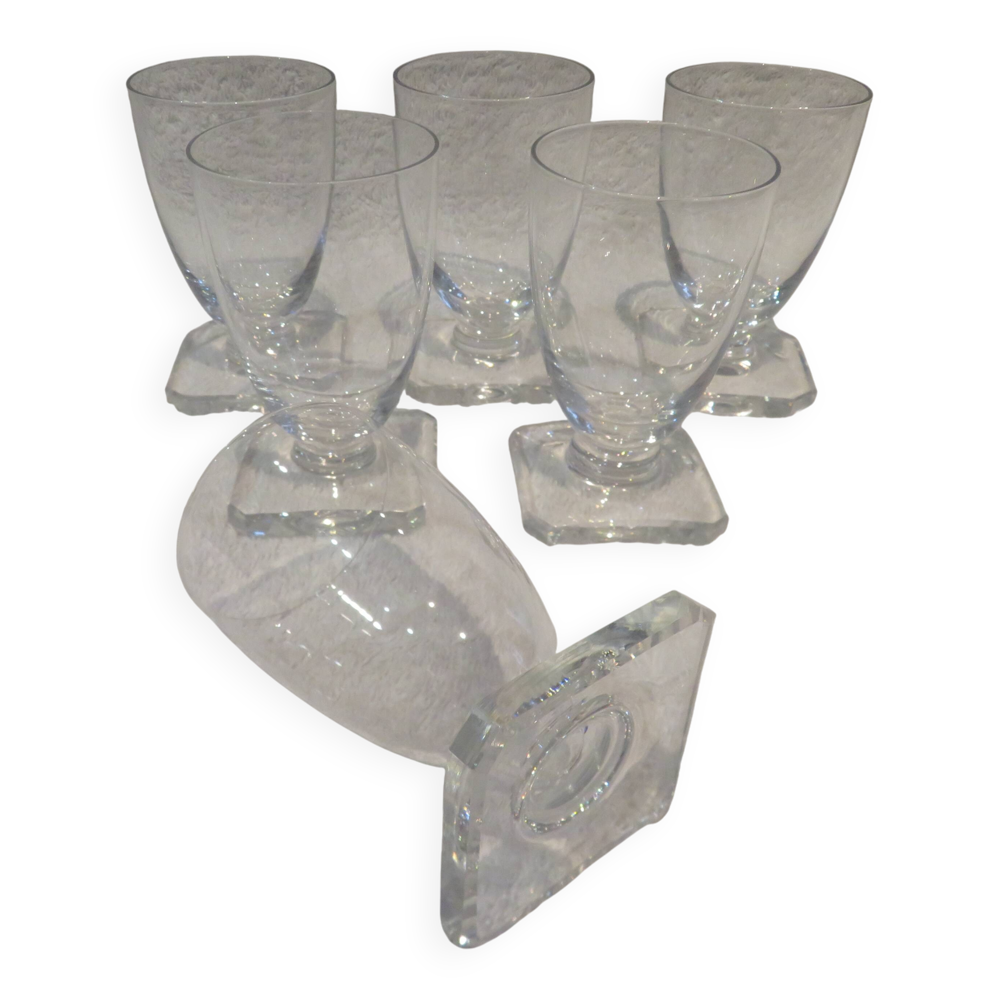 6 port or aperitif glasses 7cl Daum crystal with square base h 8.3cm