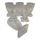 6 port or aperitif glasses 7cl Daum crystal with square base h 8.3cm