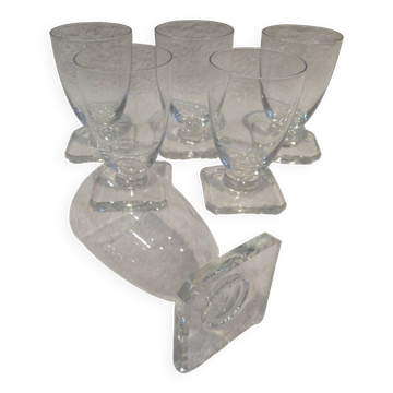 6 port or aperitif glasses 7cl Daum crystal with square base h 8.3cm