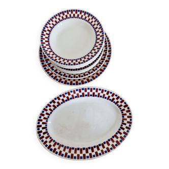 Part of a vintage Bandonviller faience table service, Joubert model, 14 pieces, early 20th century