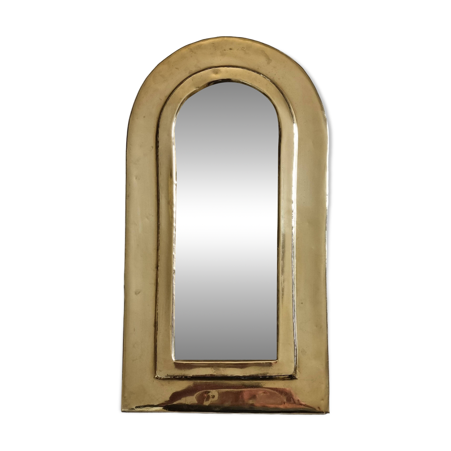 Vintage Moroccan handcrafted brass wall mirror arch shape 19 x 34 cm