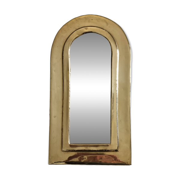Miroir mural en laiton artisanat marocain vintage forme arche 19 x 34 cm — Beyit