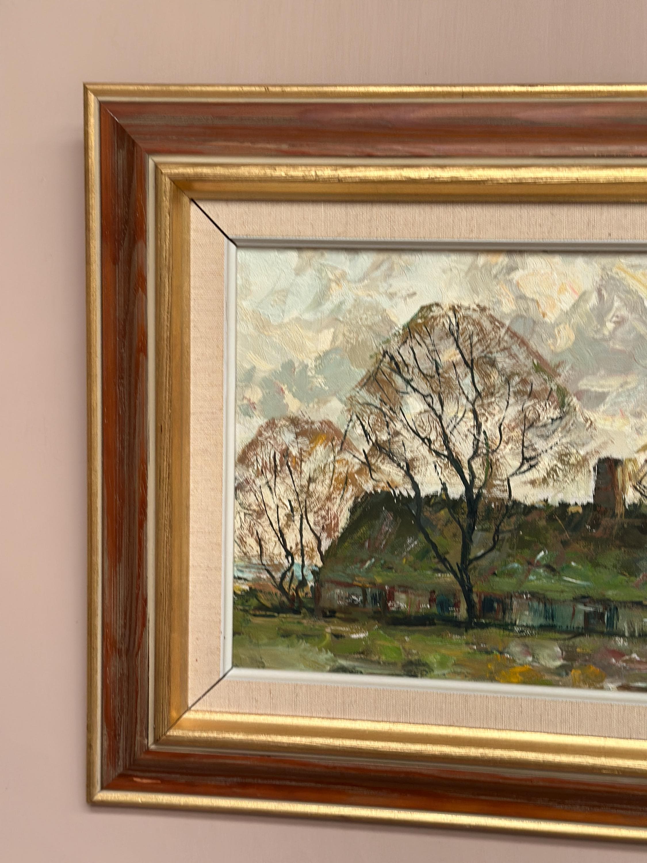 Huile sur toile scandinave – « Campagne » par Holmult