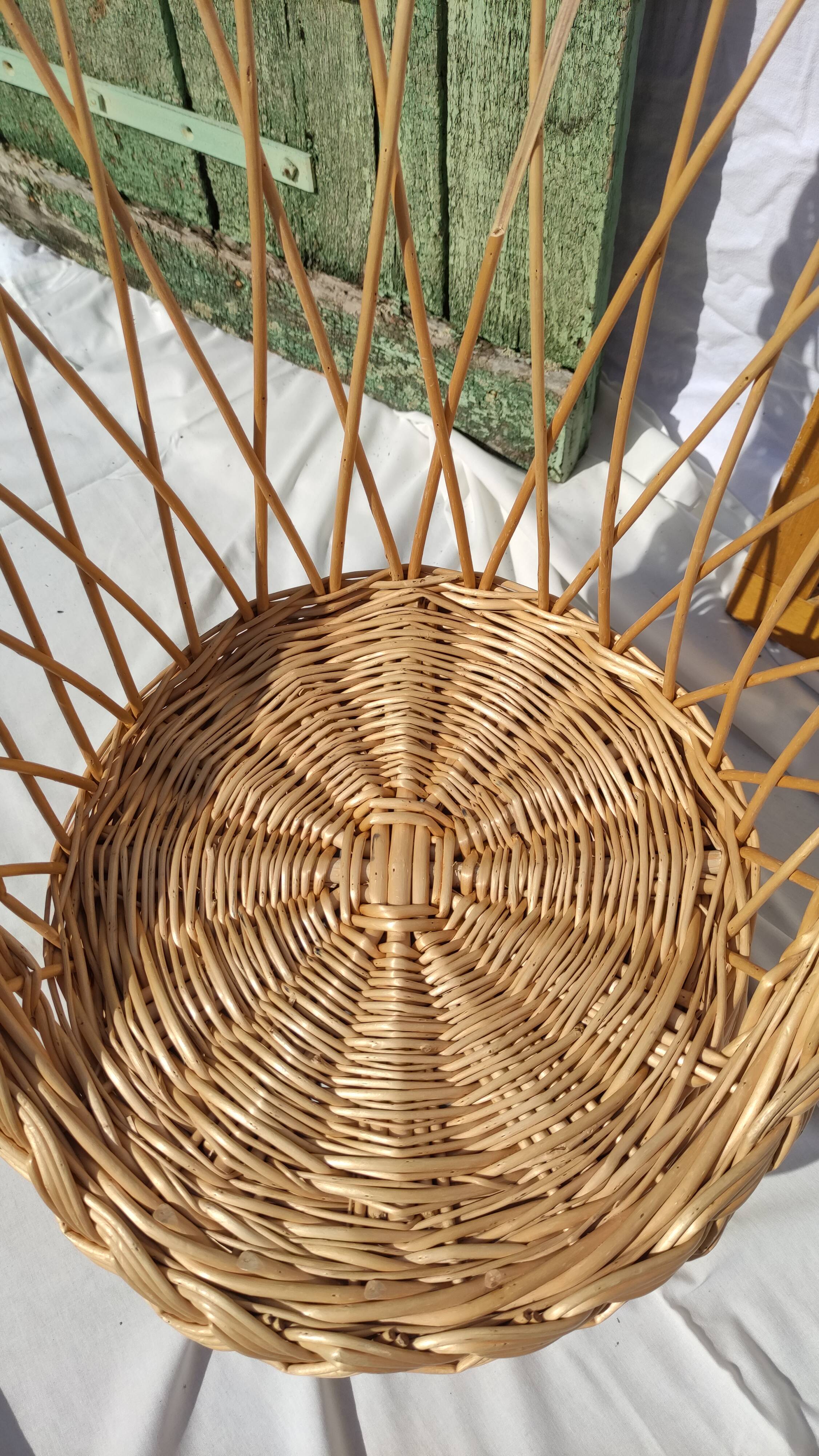 Vintage braided wicker armchair