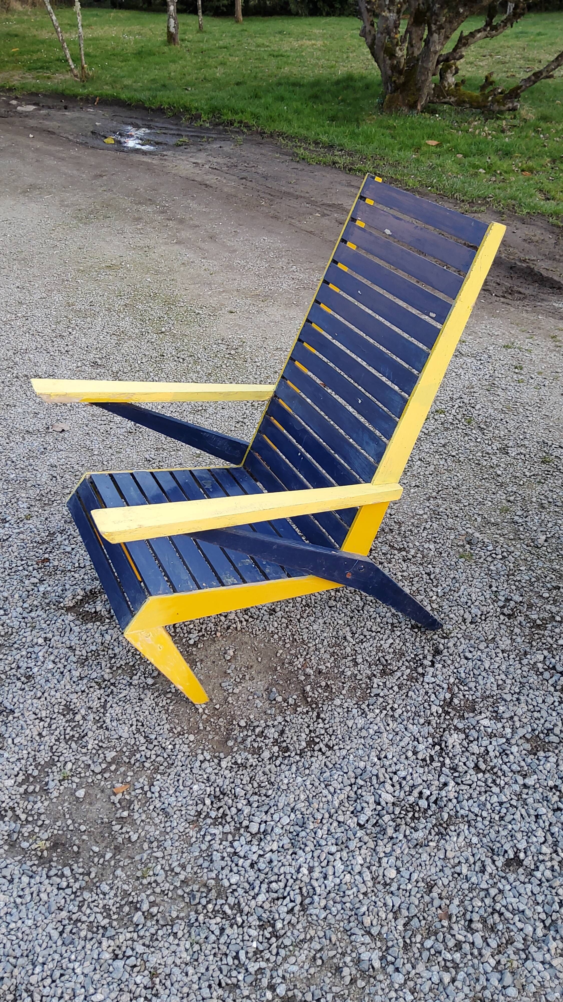 Garden furniture of the 50s coffee table + 2 armchairs compass legs