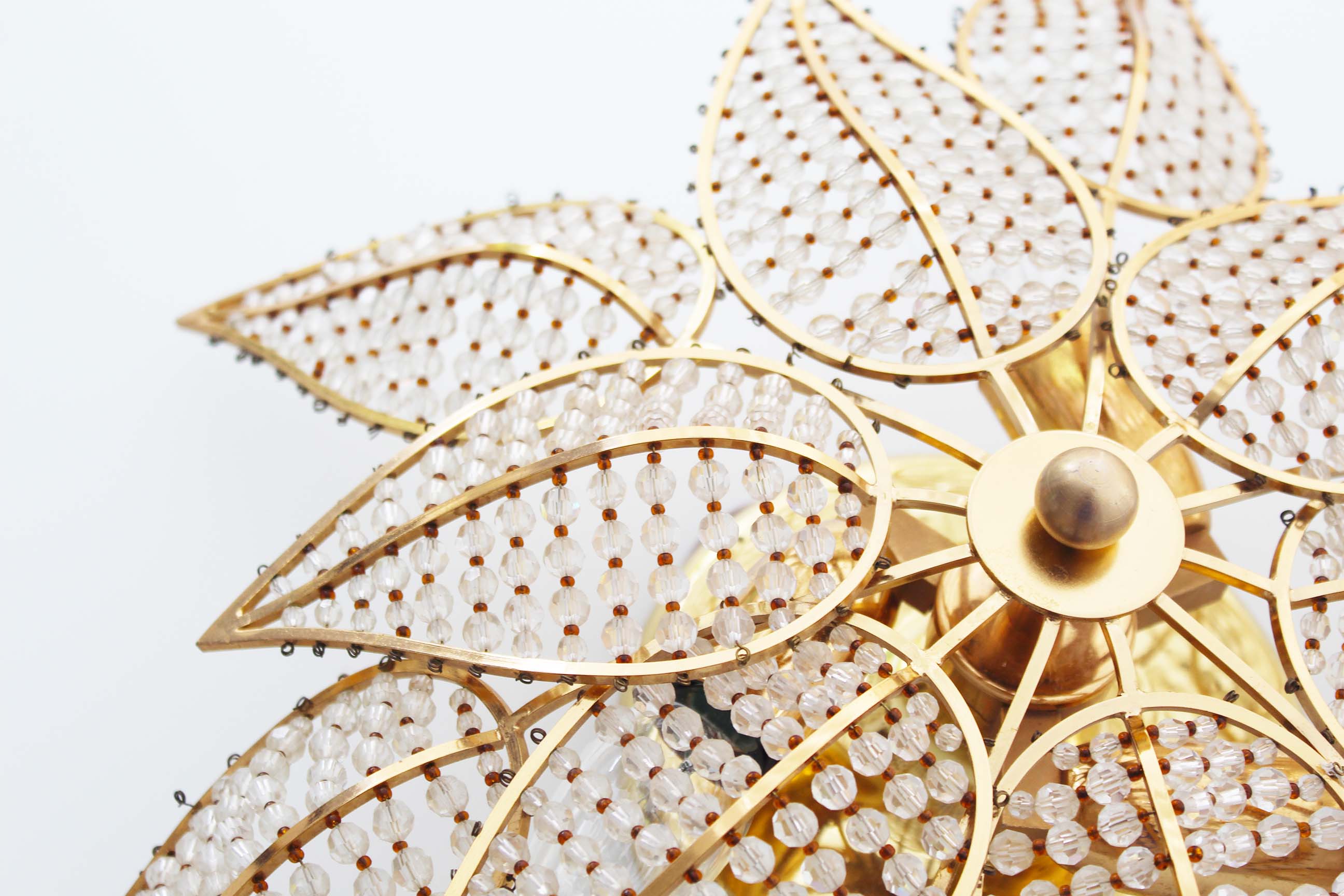 Brass and crystal flush mount ceiling or wall light by Palwa