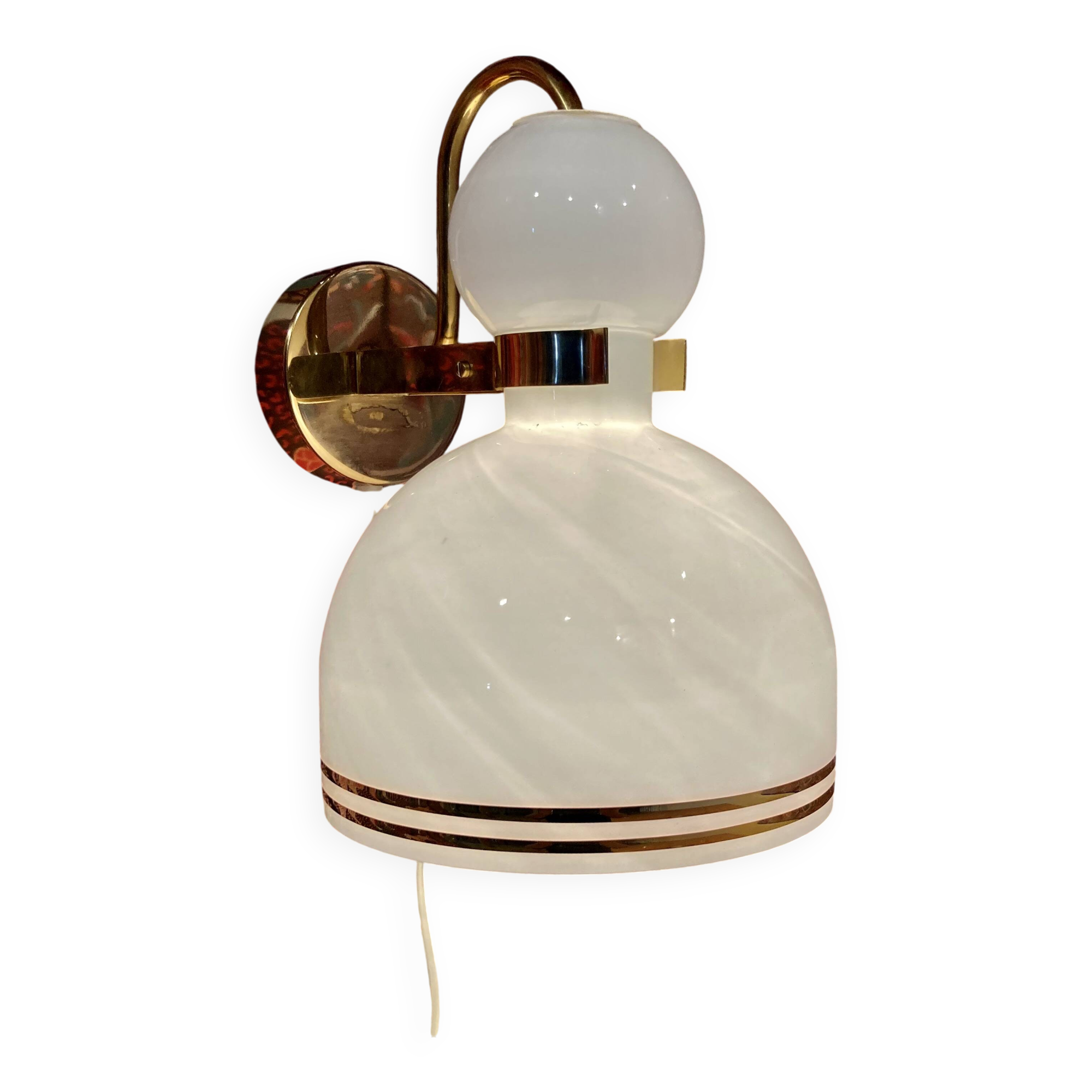 Large glass and metal wall light Scandinavian design 1960.