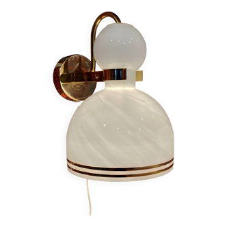 Large glass and metal wall light Scandinavian design 1960.