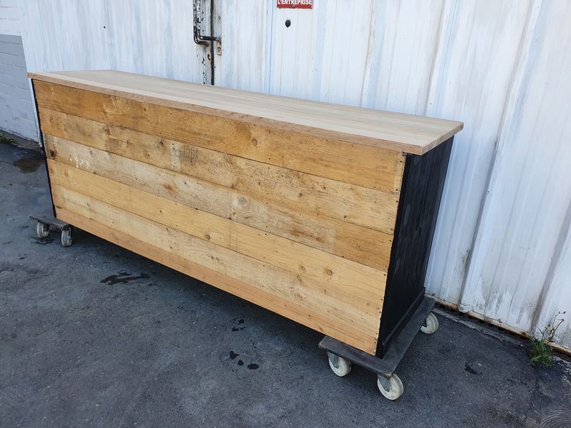 Old craft furniture with drawers façade and oak top